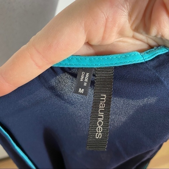 Maurices Zipper Back Ruched Side Navy Blue Top Medium - Picture 4 of 5